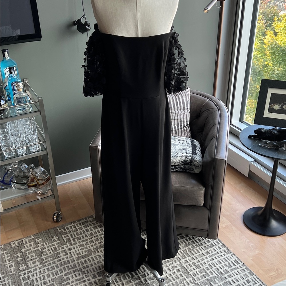 New Xscape Belle Off-the-Shoulder Scuba Crepe Jumpsuit in Black Size 10 - Picture 2 of 8
